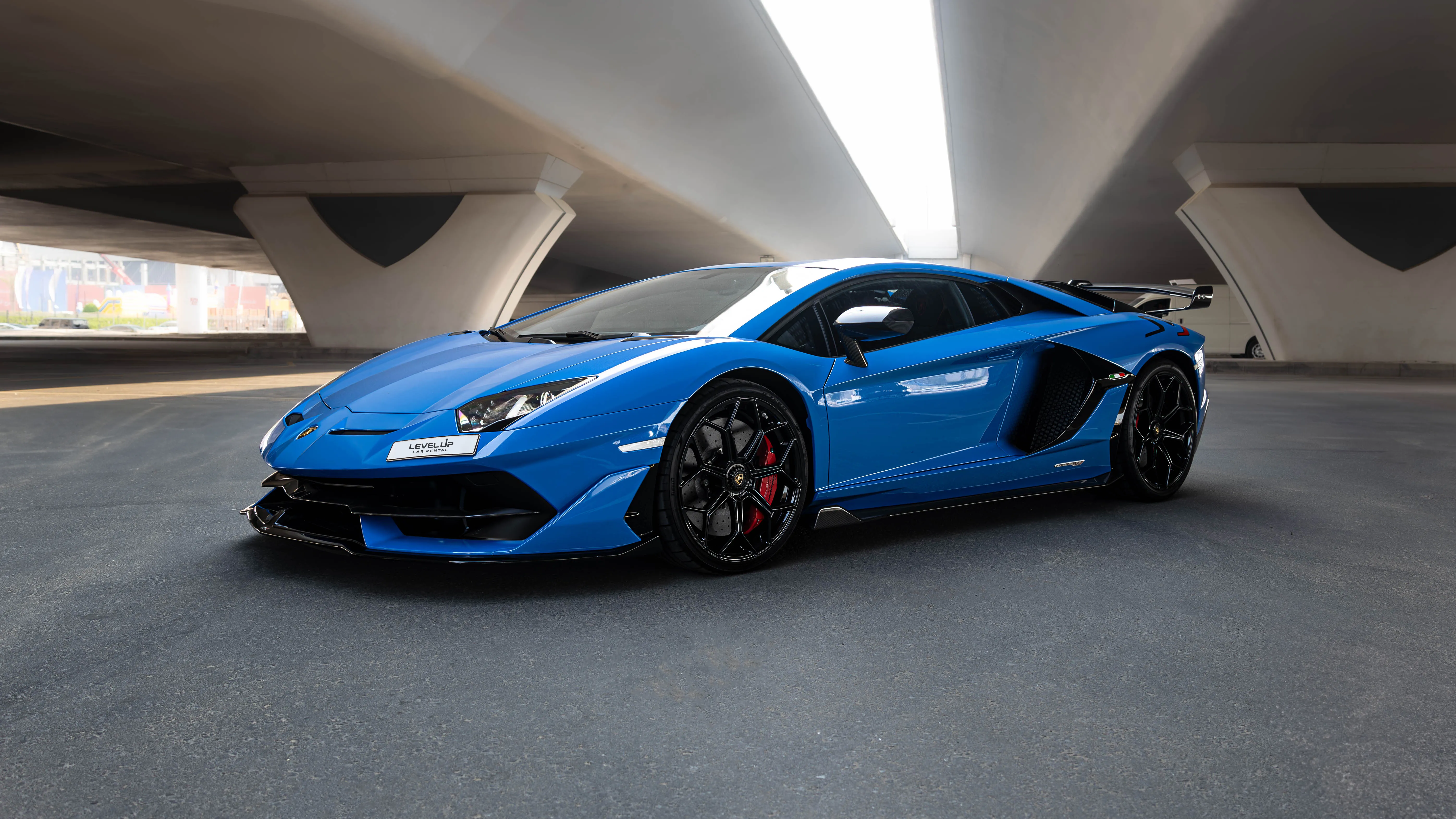 blue Lamborghini Aventador rental in dubai