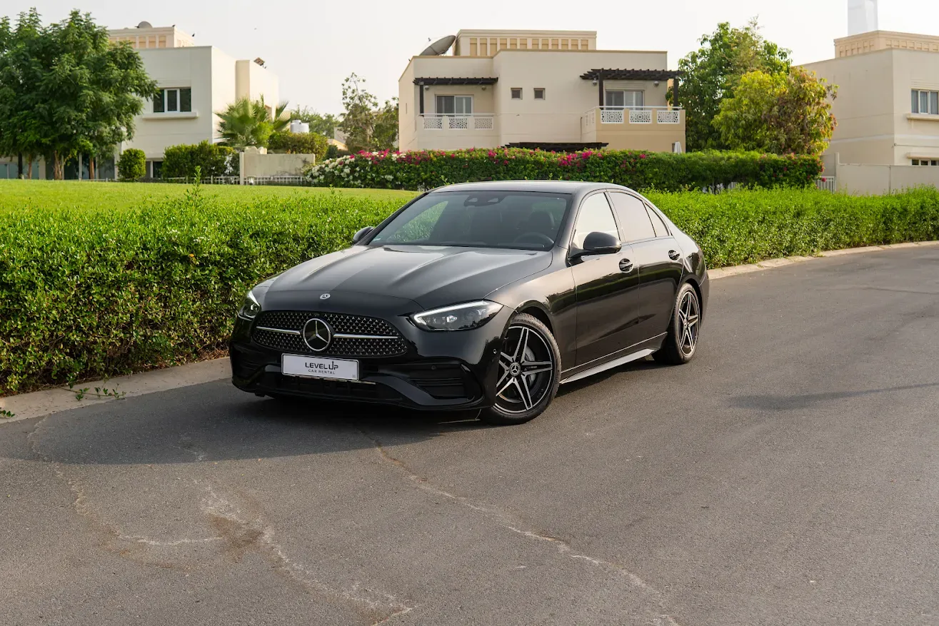 black Mercedes C rental in dubai